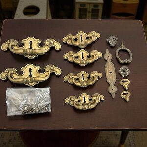 Vintage Gothic KBC Brass Dresser Drawer Handle Pull Knobs Reclaimed Misc Lot